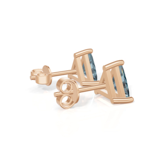 Rose Gold Plated Sterling <b>Silver</b> Trillion Cut London Topaz Prong <b>Set</b> <b>Stud</b> <b>Earrings</b> Classic Women's Jewelry Heerani Jewels Water - Product Image 3