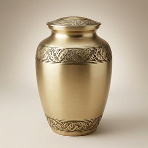 Urne funéraire classique en laiton doré de qualité supérieure, prix d'usine, style Laurier, extra large, pour cendres. - Product Image 1