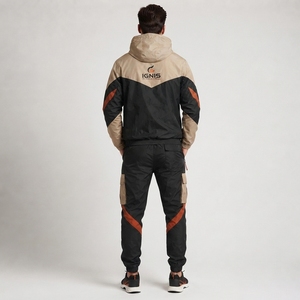Ensemble de survêtement coupe-vent pour homme : veste à manches longues et pantalon à taille élastique – Confortable pour le sport en extérieur, l'entraînement et la course à pied - Product Image 3