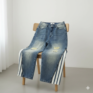 Jeans Minimalistas y Sencillos para Mujer, Estilo Hip Hop Vintage, para Fiestas |   100% Algodón Puro |   Corte Relajado Lavado para Uso Diario - Product Image 2