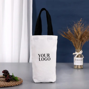 Sacs de luxe écologiques en tissu de coton, sacs cadeaux, sacs d'emballage pour bouteilles de vin avec cordon de serrage - Product Image 3