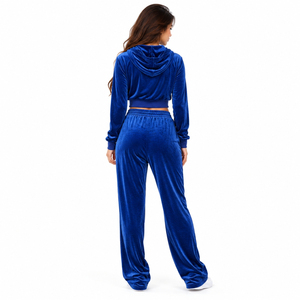Conjunto Deportivo de Dos Piezas para Mujer, con Capucha, Corte Ajustado, Casual, de Terciopelo Premium, Suave, Lujoso, Transpirable y Ecológico - Product Image 5