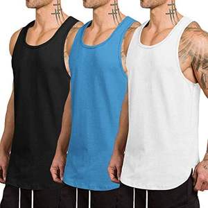 Nouveau lot de 3 débardeurs de sport pour hommes, 100 % coton, respirants, à séchage rapide, col rond boutonné, vente en gros, pour la gym et le fitness - Product Image 4