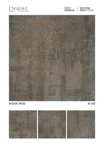 กระเบื้องพอร์ซเลนลายแกะสลักด้านดีไซน์เนอร์ ขนาด 600x600 มม. (24x24 นิ้ว) กระเบื้องปูพื้นเซรามิกวิทริฟายด์คุณภาพพรีเมียม - Product Image 5