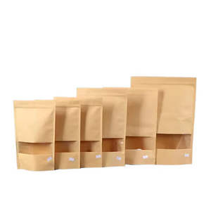 Bolsas de papel kraft con ventana transparente, bolsas con cierre hermético de 3.5" x 5.5" para almacenamiento de alimentos, empaque de productos, reutilizables y sellables - Product Image 2