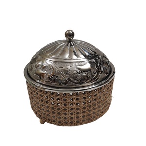 Haute qualité Vintage arabe Design chauffe-plats casserole émail verre rotin Base miroir poli couvercle gaz maison cuisine accessoire - Product Image 1
