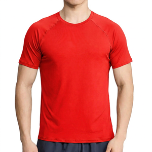 เสื้อยืดคอกลมแขนสั้นทรงเข้ารูปสีเขียวมะกอกสำหรับผู้ชาย แห้งเร็ว ผ้าถัก สีพื้น สวมใส่สบายๆ - Product Image 2