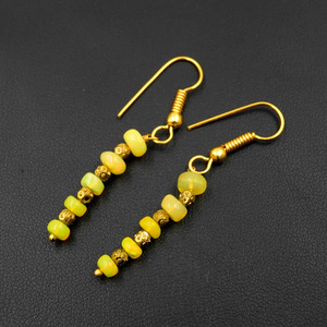 Boucles d'oreilles en opale d'Éthiopie jaune Welo Fire, cabochon, pierres précieuses naturelles arc-en-ciel - Product Image 4