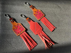 Nuevos llaveros de borla encantadores bonitos de cuero genuino hechos a mano de Color genuino, gran oferta, llaveros florales modernos de estilo occidental - Product Image 4