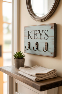 Porte-clés mural en métal sur base en bois personnalisable, support mural pour clés et accroche-vêtements, directement du fabricant en Inde - Product Image 3