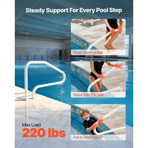 "48 X 32 Inch Heavy Duty Stainless Steel <b>Pool</b> Handrail 220 Lbs Load Capacity Seamless Welding Swimming <b>Pool</b> Tools & <b>Accessories</b>" - Product Image 2