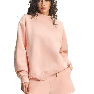 Sudadera Oversize Casual de Algodón con Forro Polar para Mujer, Manga Larga, Transpirable, Hombros Caídos, Cuello Redondo y Cuello Simulado - Product Image 1
