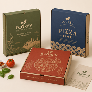 Caja de Pizza de Papel Kraft con Logotipo Personalizado, Rectangular, Ranurada, Reciclable, Impresión a Cuatro Colores, Impresión Offset, Empaque para Alimentos - Product Image 5