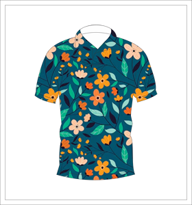 เสื้อโปโลผู้ชายพิมพ์ลายดอกไม้สีน้ำเงินเข้มแขนสั้นลำลองแฟชั่นฤดูร้อนเสื้อโปโลกอล์ฟ - Product Image 1