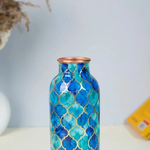 Custom Moroccan-Patterned Pure Copper Water <b>Bottle</b> Decorative Ayurvedic Wellness Vessel Stylish Leak-Proof Metal Water <b>Bottle</b> - Product Image 3