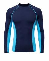 Rashguard intégral pour homme, bleu marine avec empiècements turquoise, respirant, écologique, anti-UV, séchage rapide, anti-transpiration, 100 % polyester 180g