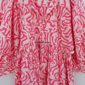 Hermoso vestido floral de algodón con estampado a mano, vestido para uso casual, vestido con estampado a mano. - Product Image 6