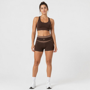 Shorts Deportivos de Cintura Alta para Mujer, Color Sólido, Transpirables, Tejidos en Spandex y Poliéster, Cintura Elástica, Corte Regular, con Logotipo - Product Image 3