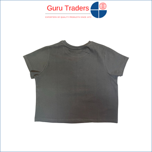Fournisseur d'origine indienne de crop tops pour filles de qualité supérieure en coton 100% à col rond et manches courtes avec imprimé sur la poitrine à prix réduit - Product Image 6