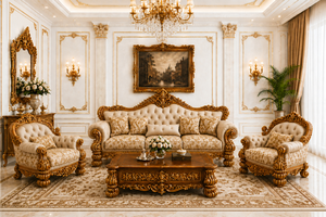 Antique Retro Style Maharaja Sofa Set for Home Top Selling Living Room Furniture Buy Classic 5-Seater Sofa With Center <b>Table</b> - Product Image 4