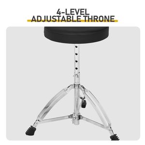 Full-Size Adult 5-Piece Silver Drum Set with Bass Drum Two Tom Drum Snare Drum Floor Tom 16\" Ride Cymbal 14\" Hi Hat Cymbal - Product Image 4