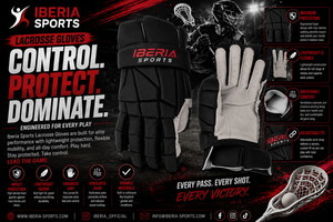 Gants de lacrosse professionnels IBERIA Premium en PU |   Gants de protection sportifs rembourrés pour hommes et femmes, pour l'entraînement et la compétition - Product Image 6