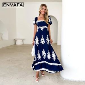 Vestido Maxi de Verano para Mujer, Estilo Urbano, Tejido Polinesio, Largo hasta el Suelo, Elegante, Bohemio, 100% Poliéster, Transpirable, Cintura Alta, Personalizado - Product Image 4