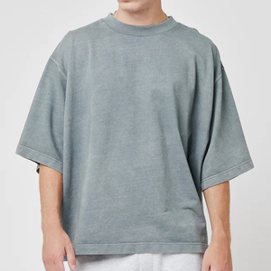 Men's 100% Cotton Oversize <b>T</b>-<b>Shirt</b> Solid Color Anti-Wrinkle Loose Fitted Casual Style Customizable <b>Length</b> 300 Grams Jersey <b>Long</b> - Product Image 3