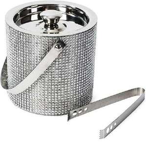 Stainless Steel Ice Bucket With Tongs Round Glam Design Rust Resistant Party Cooler ice Bucket - Product Image 1