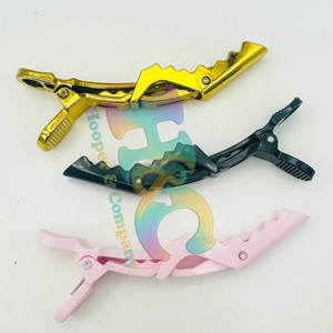 Pinces à cheveux professionnelles en plastique, type crocodile, à forte tenue, durables, design à double charnière, grandes pinces personnalisées - Product Image 4