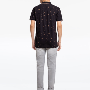 Polo en coton Oxford imprimé noir pour homme, manches courtes, décontracté, respirant, coupe classique - Product Image 6