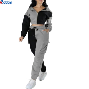 Top Quality Hot Selling Women Reversible Color Blocking Hooded Tracksuit Full Sleeve Cargo Joggers Loose Fit Elastic Waist 2Pcs - Product Image 3