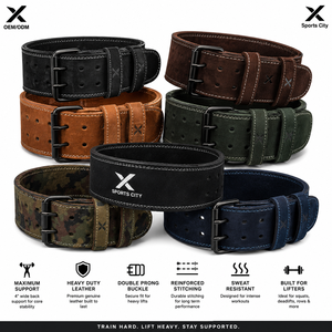 Ceinture de musculation en cuir véritable X Custom 10mm 13mm, ceinture de levage pour la gym avec boucle à double ardillon, support OEM ODM - Product Image 1
