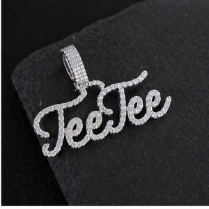 Trendy Rhodium 925 <b>Silver</b> Iced Cursive Script Personalized Name Fine Pendants <b>Necklace</b> Custom Letters Lab Grown Diamonds Charms - Product Image 4