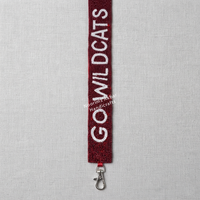 Sangle de sac à main perlée faite à la main, rouge avec lettres blanches, motif Milcats, forme rectangulaire, en textile, accessoire de sac à main
