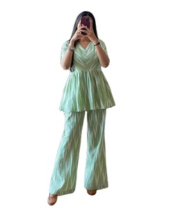 Designer New Coord Set Top en coton mousseline lourde imprimée de bonne qualité avec plazzo en mousseline de coton imprimé (entièrement cousu) - Product Image 1