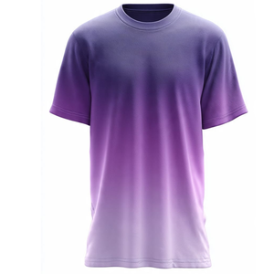 Men's Gradient Ambre <b>Purple</b> O-Neck Short Sleeve T-<b>Shirt</b> Regular Fit Knitted Breathable Casual Solid Color Summer Tee - Product Image 1