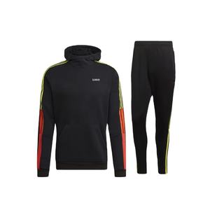 Ensemble de vêtements de sport d'hiver deux pièces de haute qualité pour hommes, survêtement à capuche et jogging à trois panneaux, survêtement à motif solide - Product Image 1