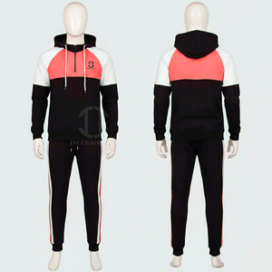 Men Color Blocking Hooded Tracksuit Set Full Sleeve Casual Sweatshirt With Side Pockets Autumn Wear <b>Leisurewear</b> Tracksuits - Product Image 5