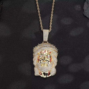 Collier Pendentif Jésus en Argent 925 Plaqué Or avec Moissanite, Chaîne Corde Style Hip Hop, Idéal pour Anniversaire et Fiançailles - Product Image 5