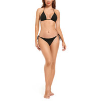 Ensembles de bikinis brésiliens 3 pièces pour femmes, fabriqués professionnellement, avec design halter et lacets, couleurs personnalisées, logo sur le devant
