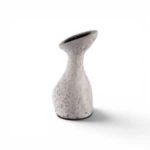 Wabi Sabi Speckled White <b>Ceramic</b> <b>Vase</b> with Slanted Mouth Organic Shape Rough Textured Clay Pottery for Living Room Home Decor - Product Image 1
