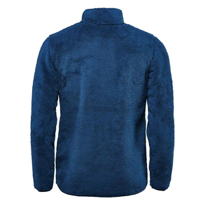 Veste polaire Sherpa pour homme à fermeture éclair, bleu marine, manches longues, en laine d'hiver avec col rabattable, logo frontal, coupe-vent – Meilleure vente - Product Image 2