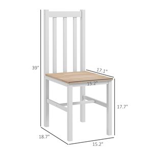 Set di 4 Sedie da Pranzo in Legno di Pino Bianco con Braccioli, Stile Rustico per Cucina e Sala da Pranzo, con Schienale a Doghe - Product Image 3