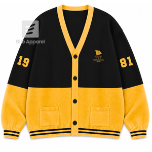 Custom NCBW 100 Black <b>Women</b> Breathable Varsity <b>sweater</b> with Embroidered Logo Front Black gold casual full Sleeve for Female - Product Image 1