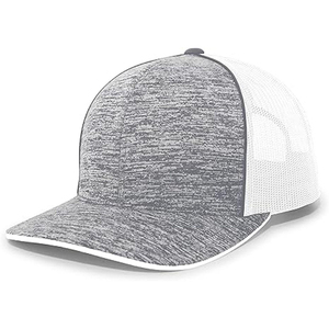 Unisex Mesh Trucker Cap Gray Heather White Back Adjustable 6-Panel Casual Spring <b>Summer</b> <b>Hat</b> - Product Image 1