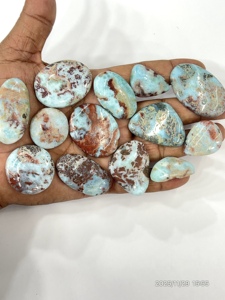 Larimar bleu naturel de deuxième qualité, cabochons de pierres précieuses en vrac, formes variées, 20 à 30 mm, vente en gros, export - Product Image 2