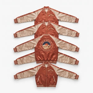 Wholesale Satin Bomber Jacket Yellow Brown Scorpion Embroidered Varsity <b>Coat</b> Front Zip Outerwear Direct Factory - Product Image 3