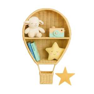 Deluxe Balloon Rattan Wall Shelf Children Furniture Kids Room Decorative Wicker Balloon Wall <b>Floating</b> Shelf Toy Wholesale - Product Image 2