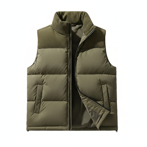 Gilet matelassé rouge pour homme, col montant, fermeture éclair, coupe-vent, décontracté, hiver, extérieur, polyester, rembourrage, poches, longueur standard - Product Image 2